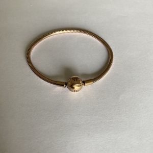 Authentic Pandora Bracelet 6.3" Pink Gold Pleated Sterling Silver Snake Chain